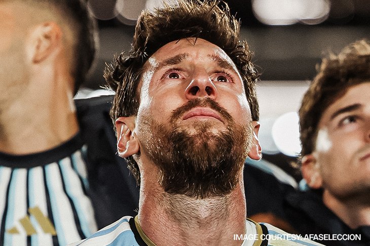 Lionel Messi celebrates after scoring his final goal for Argentina against Benin