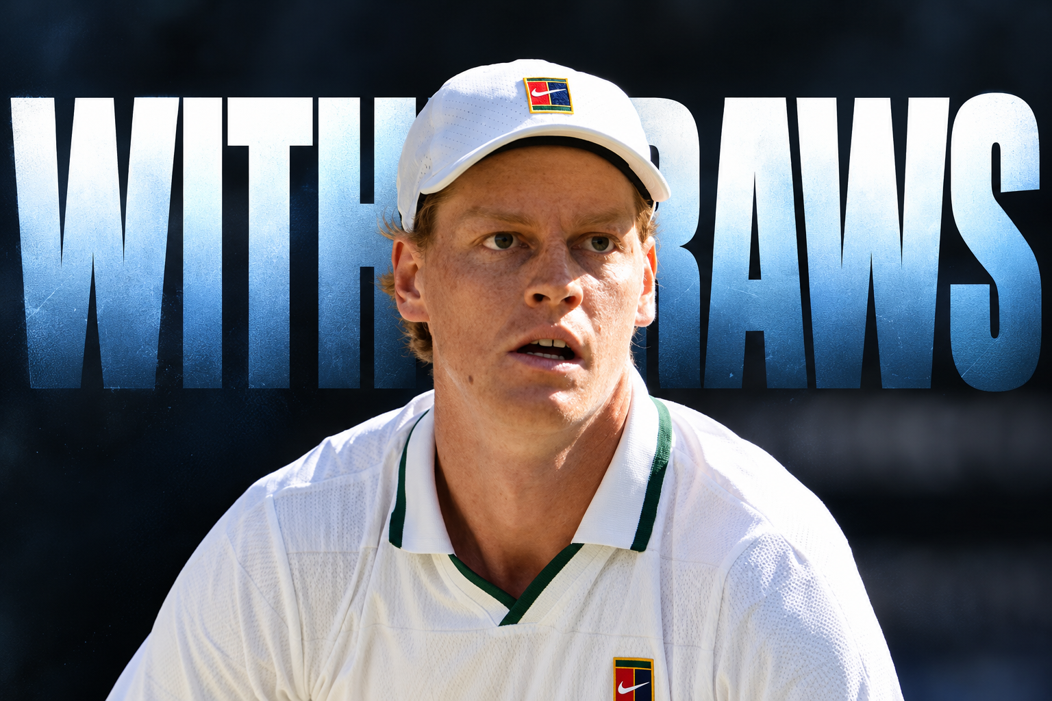 Jannik Sinner during a tennis match as he withdraws from the 2026 Shanghai Masters due to a knee inj